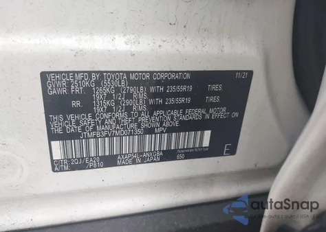 2021 Toyota Rav4 Prime Xse z USA, uszkodzony, nr VIN JTMFB3FV7MD071350